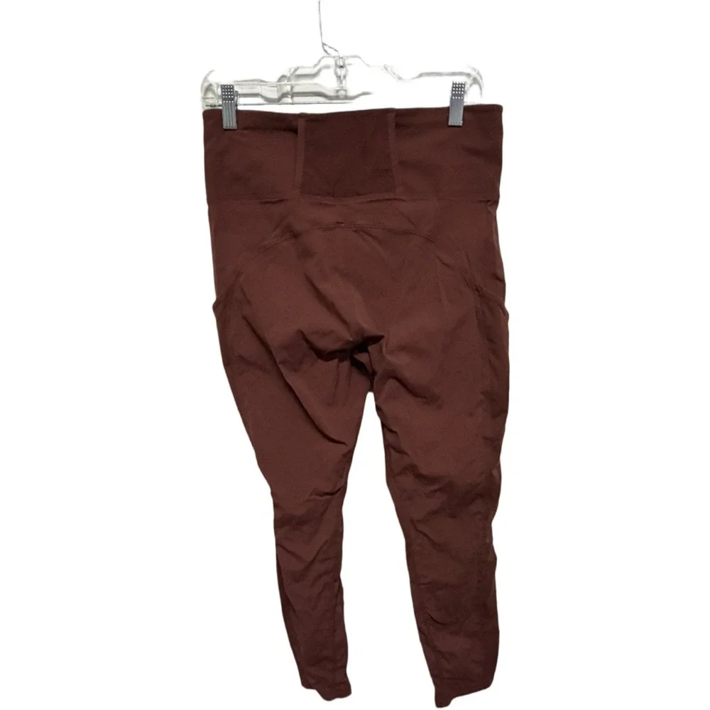 Athleta Trekkie Hybrid Crop Tight Size 8 Cognac Brown High Rise Pocket Athletic